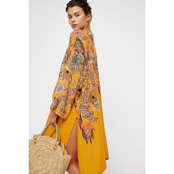 Free People Tops - FREE PEOPLE | Intimately FP Yellow Floral Kimono